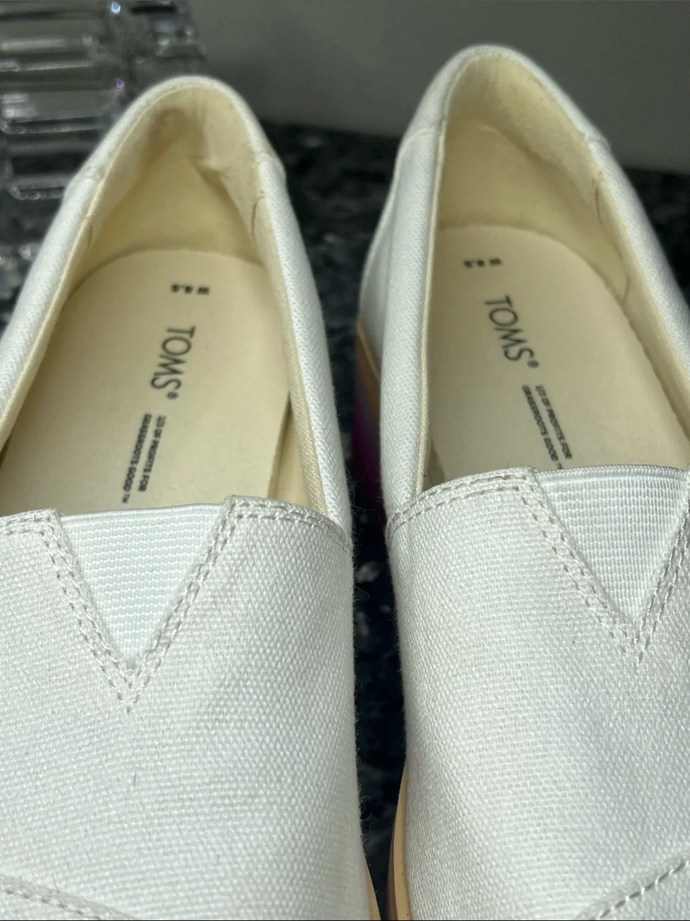 TOMS Sz 8.5 Alpargata Platform Espadrilles Rainbow Rubber 2” Platform Sole